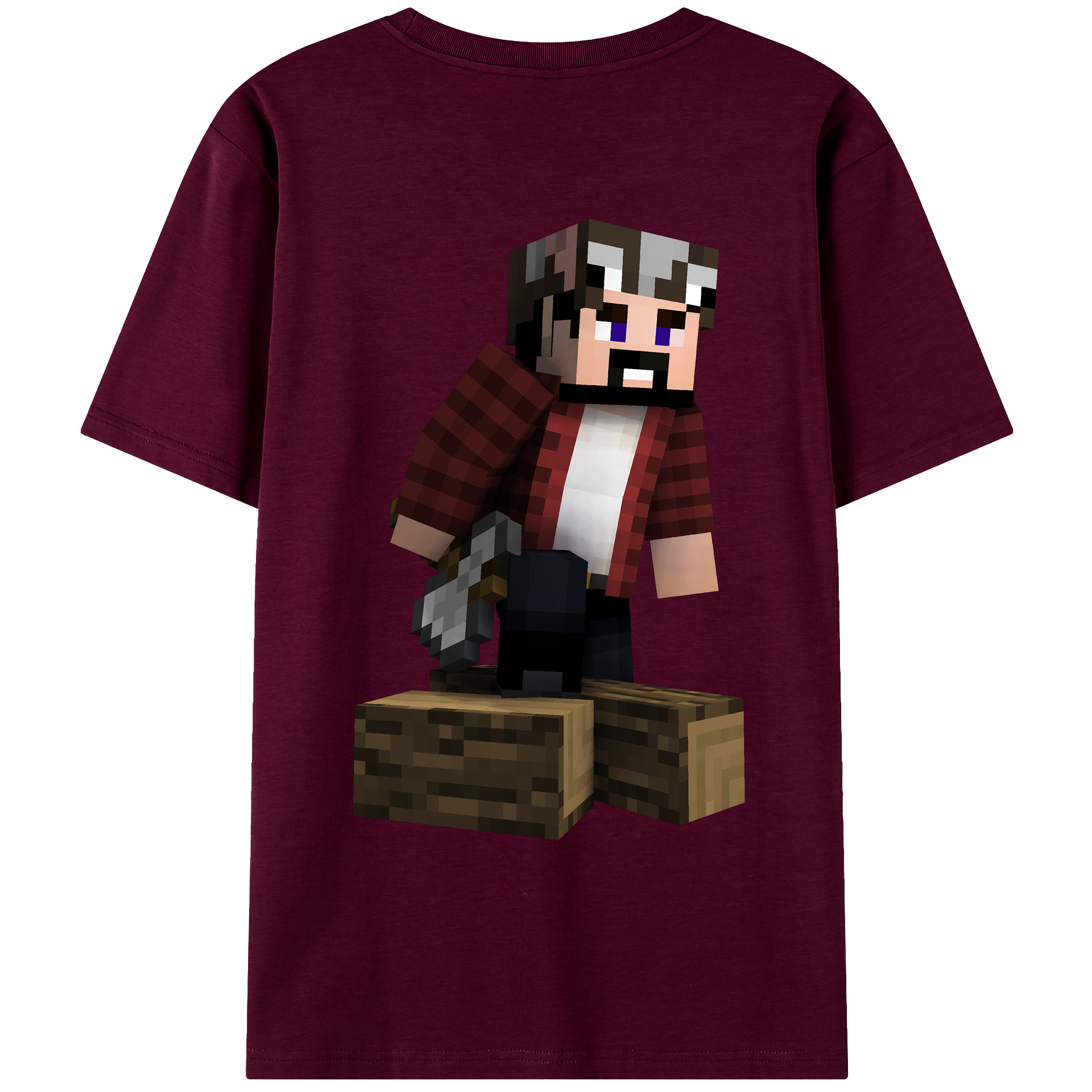 （画像用） マインクラフト ブロックの世界 Minecraft MC Block world レディース半袖Tシャツ(バックプリント)